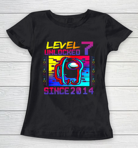 Disstressed Level 7 Unlocked Among With Us 7th Birthday Women's T-Shirt