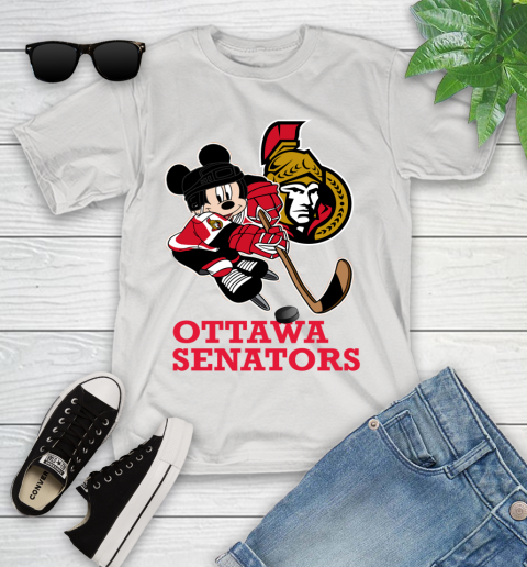 NHL Ottawa Senators Mickey Mouse Disney Hockey T Shirt Youth T-Shirt
