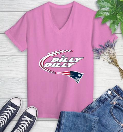 NFL New England Patriots Dilly Dilly Football Sports Women's V-Neck T-Shirt 14