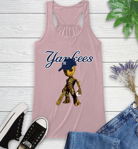MLB New York Yankees Groot Guardians Of The Galaxy Baseball Racerback Tank 11