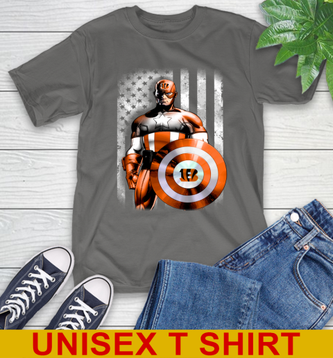 Cincinnati Bengals NFL Football Captain America Marvel Avengers American Flag Shirt T-Shirt 10