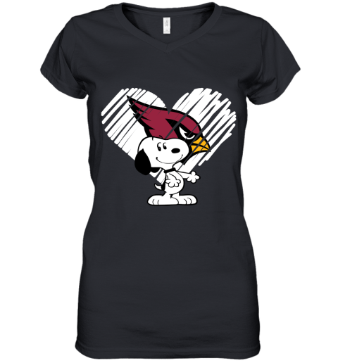 Happy Christmas With Arizona Cardinals Snoopy Women's V-Neck T-Shirt