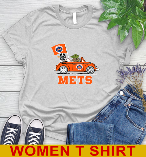 MLB Baseball New York Mets Darth Vader Baby Yoda Driving Star Wars Shirt Women's T-Shirt