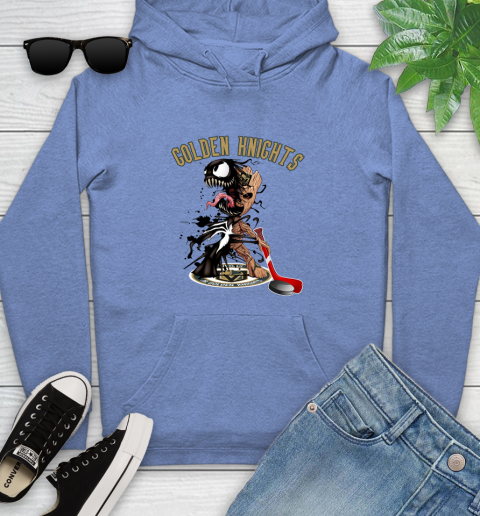 NHL Vegas Golden Knights Hockey Venom Groot Guardians Of The Galaxy Youth Hoodie 12