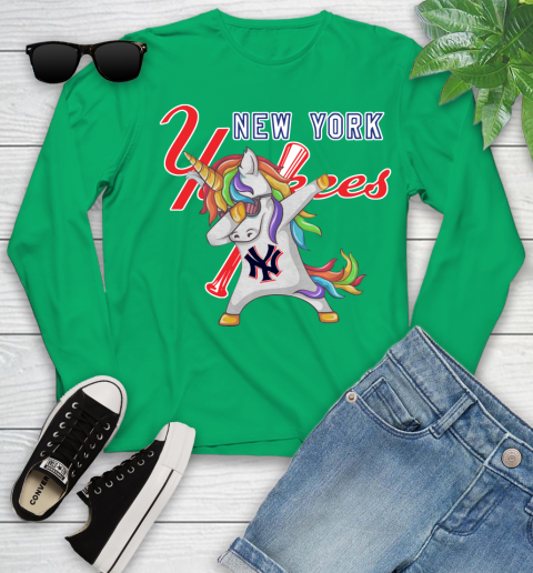 New York Yankees MLB Baseball Funny Unicorn Dabbing Sports Youth Long Sleeve 6