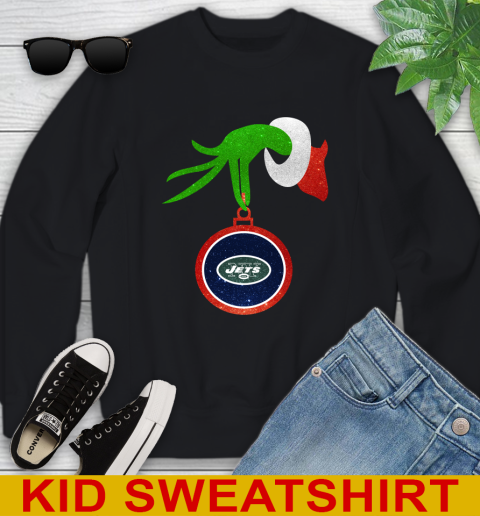 New York Jets Grinch Merry Christmas NFL Football Youth Sweatshirt 2
