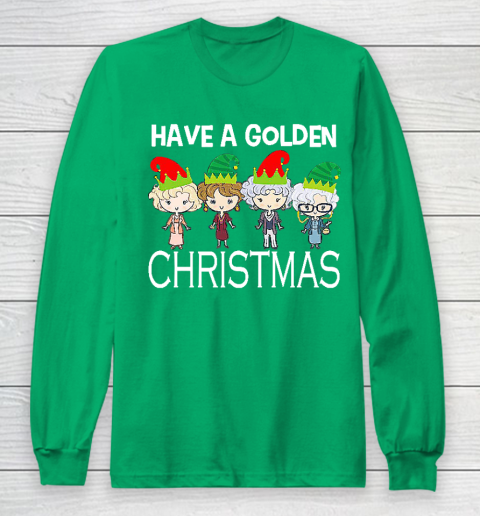 Golden Girls Lovers Gift T shirt Have A Golden Christmas Vintage Long Sleeve T-Shirt 4