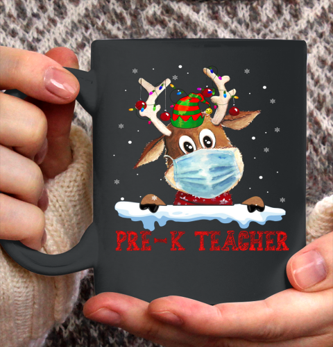 Merry Christmas Pre K Teacher Reindeer Ceramic Mug 11oz
