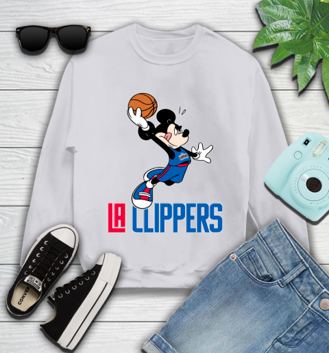 NBA Basketball LA Clippers Cheerful Mickey Mouse Shirt Youth Sweatshirt 4