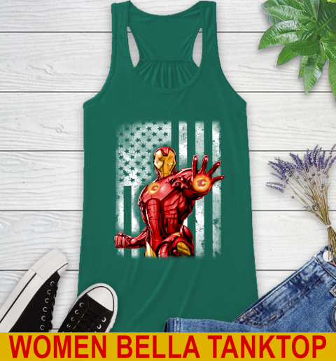 Calgary Flames NHL Hockey Iron Man Avengers American Flag Shirt Racerback Tank 5