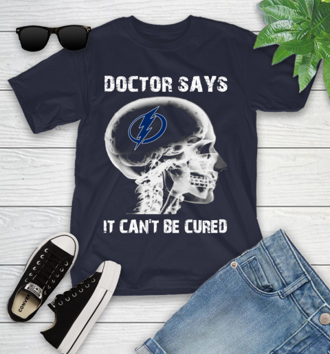 NHL Tampa Bay Lightning Hockey Skull It Can't Be Cured Shirt Youth T-Shirt 2