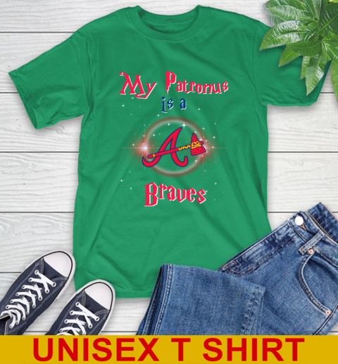 MLB Baseball Harry Potter My Patronus Is A Atlanta Braves T-Shirt - Image 8