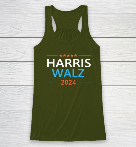 Harris Walz 2024 For President Patriotic Kamala Democrat Racerback Tank 2