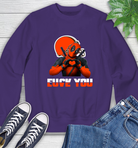 NHL Cleveland Browns Deadpool Love You Fuck You Football Sports Sweatshirt 4