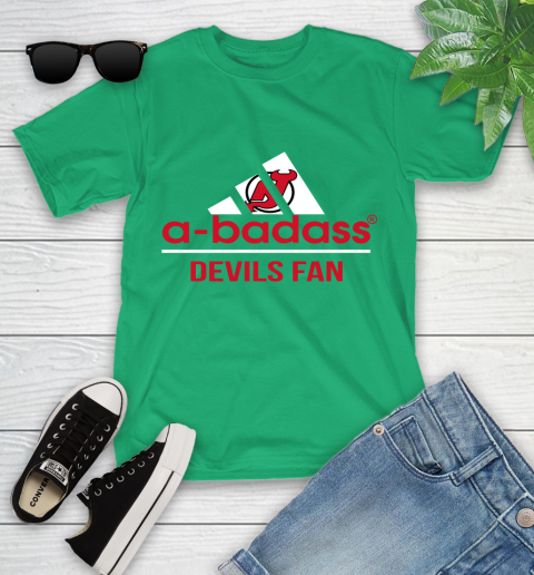 NHL A Badass New Jersey Devils Fan Adidas Hockey Sports Youth T-Shirt 8