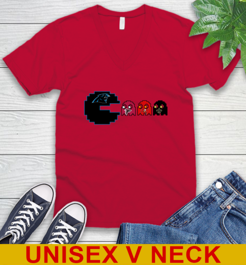 Carolina Panthers NFL Football Pac Man Champion V-Neck T-Shirt 7