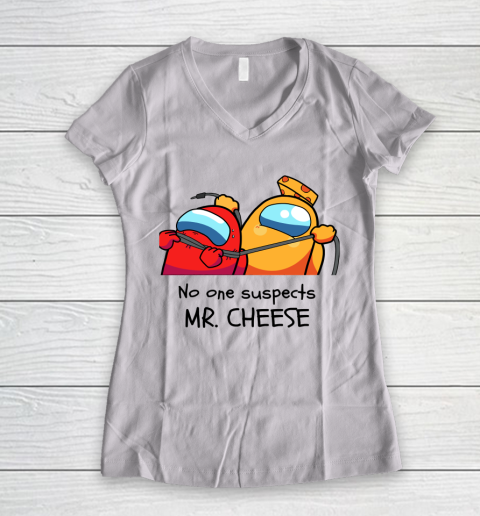 Among Us  No One Suspects Mr. Cheese Women's V-Neck T-Shirt