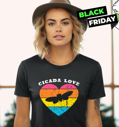 Vintage Cicada Love Retro Summer Sunset Heart Women's T-Shirt