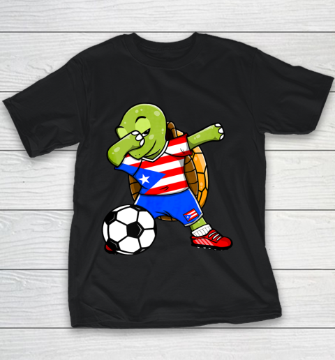 Dabbing Turtle Puerto Rico Soccer Fans Jersey Flag Football Youth T-Shirt