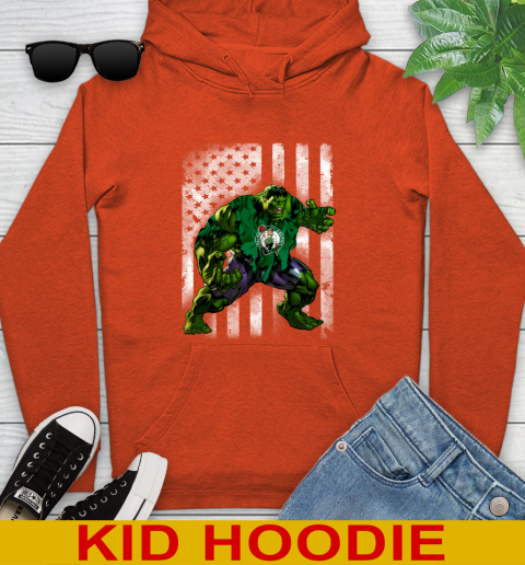 Boston Celtics Hulk Marvel Avengers NBA Basketball American Flag Youth Hoodie 4