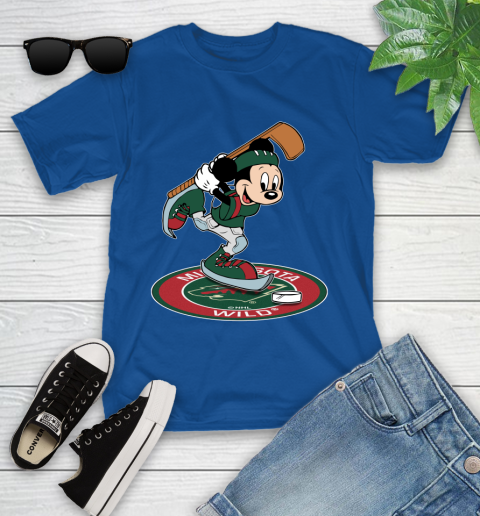 NHL Hockey Minnesota Wild Cheerful Mickey Disney Shirt Youth T-Shirt 9