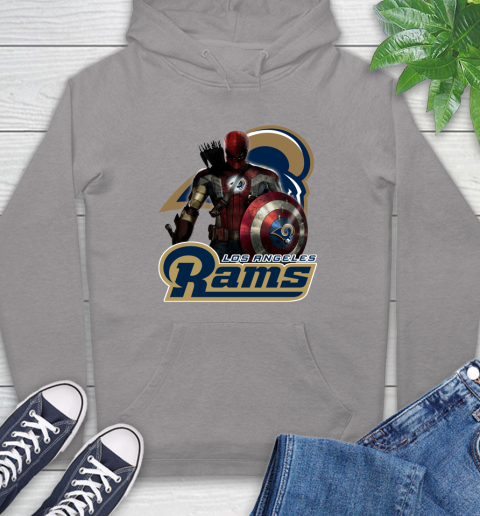 NFL Captain America Thor Spider Man Hawkeye Avengers Endgame Football Los Angeles Rams Hoodie 6
