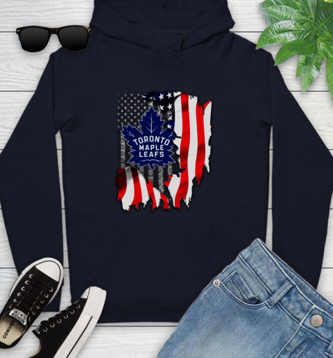 Toronto Maple Leafs NHL Hockey American Flag Youth Hoodie 3