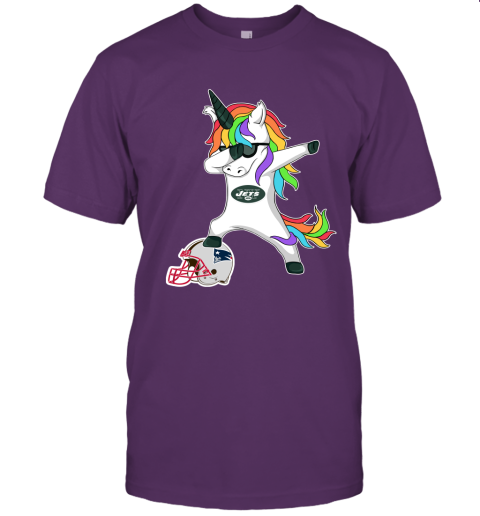 Football Dabbing Unicorn Steps On Helmet New York Jets Unisex Jersey Tee