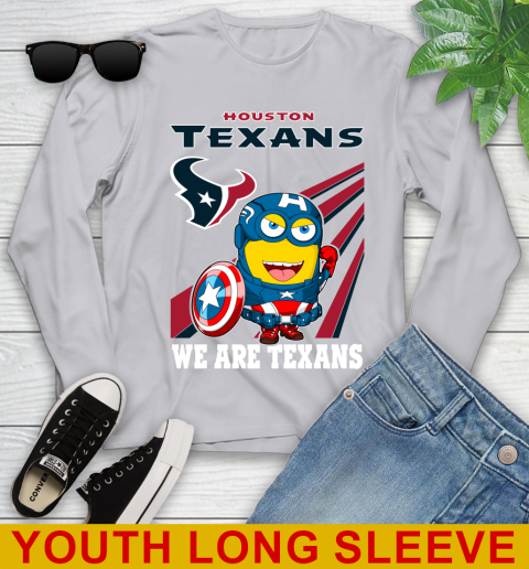 NFL Football Houston Texans Captain America Marvel Avengers Minion Shirt Youth Long Sleeve 5