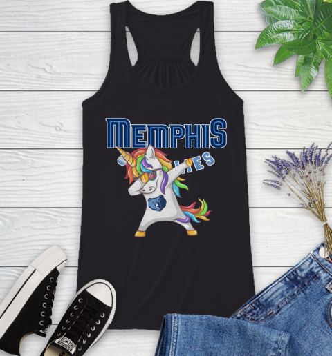Memphis Grizzlies NBA Basketball Funny Unicorn Dabbing Sports Racerback Tank 2