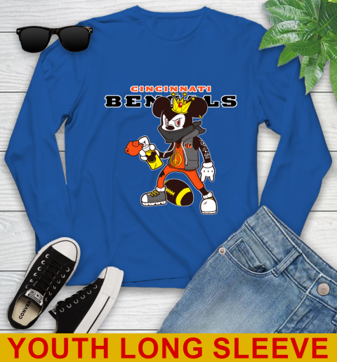 Cincinnati Bengals NFL Football Mickey Peace Sign Sports Youth Long Sleeve 10