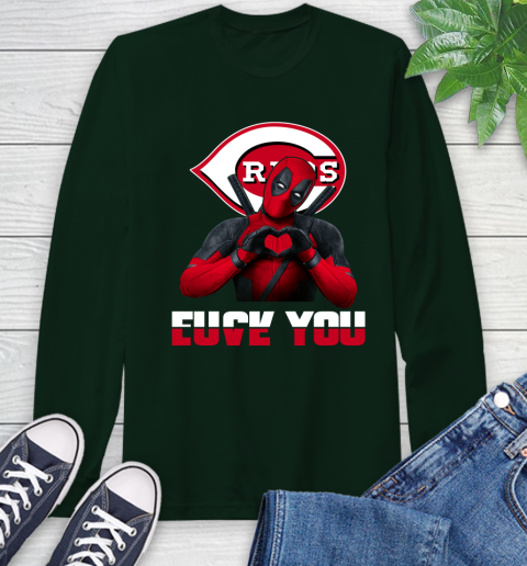 MLB Cincinnati Reds Deadpool Love You Fuck You Baseball Sports Long Sleeve T-Shirt 7