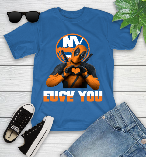 NHL New York Islanders Deadpool Love You Fuck You Hockey Sports Youth T-Shirt 12