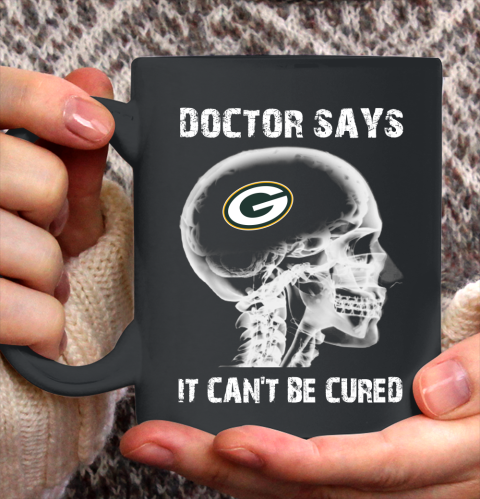 NFL Green Bay Packers Football Skull It Can't Be Cured Shirt Ceramic Mug 15oz