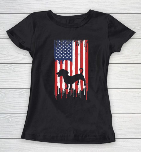 Dachshund 4th of July Patriotic American USA Flag Women's T-Shirt