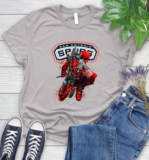 NBA Deadpool Marvel Comics Sports Basketball San Antonio Spurs Women's T-Shirt 10