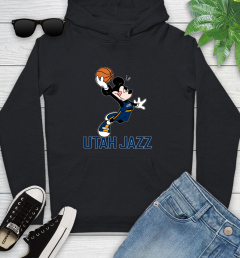 NBA Basketball Utah Jazz Cheerful Mickey Mouse Shirt Youth Hoodie