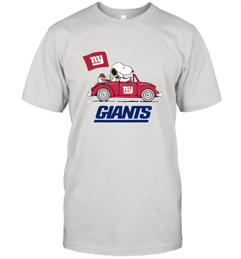 Snoopy And Woodstock Ride The New York Giants Car NFL Unisex Jersey Tee