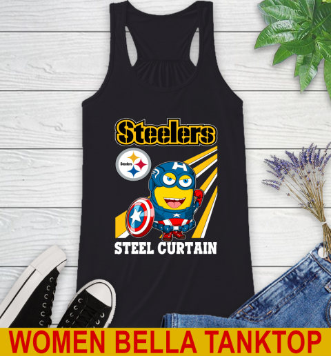 NFL Football Pittsburgh Steelers Captain America Marvel Avengers Minion Shirt Racerback Tank