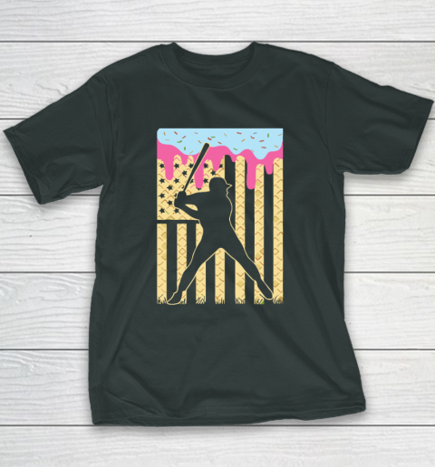 Baseball Ice Cream Drip Youth T-Shirt 3