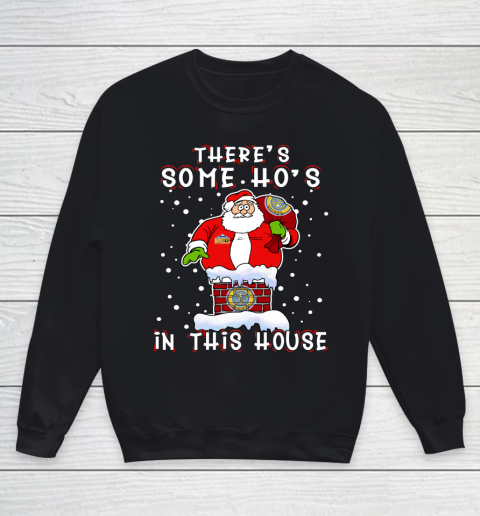Denver Nuggets Christmas There Is Some Hos In This House Santa Stuck In The Chimney NBA Youth Sweatshirt
