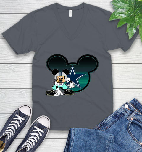 NFL Dallas Cowboys Mickey Mouse Disney Football T Shirt V-Neck T-Shirt 5