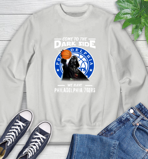 NBA Come To The Dark Side We Have Philadelphia 76ers Star Wars Darth Vader Basketball Sweatshirt 5