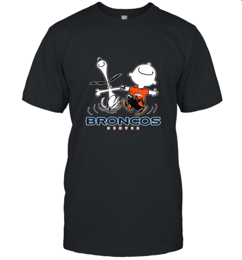 Snoopy And Charlie Brown Happy Denver Broncos Fans Unisex Jersey Tee