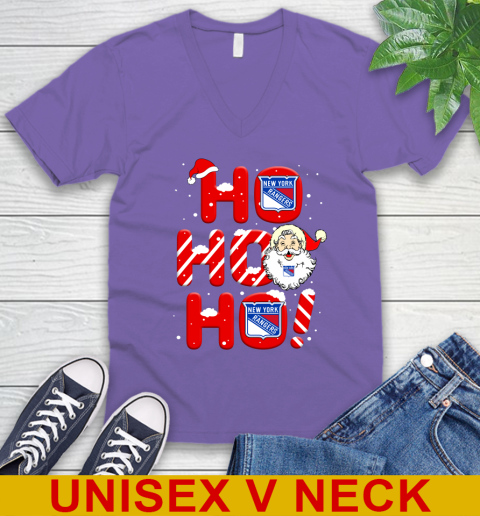 New York Rangers NHL Hockey Ho Ho Ho Santa Claus Merry Christmas Shirt V-Neck T-Shirt 8