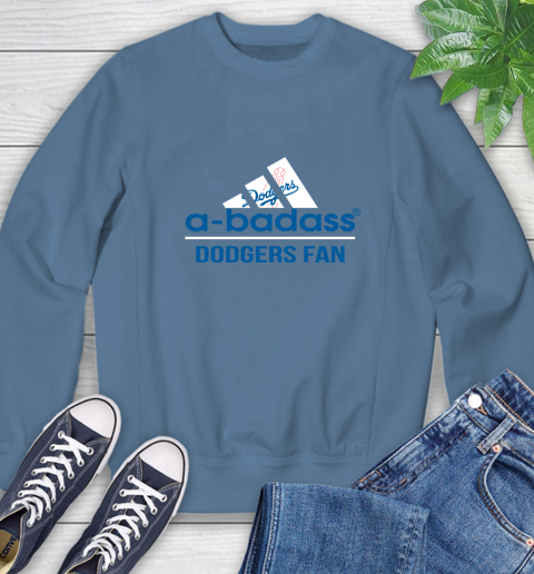 MLB A Badass Los Angeles Dodgers Fan Adidas Baseball Sports Sweatshirt 8