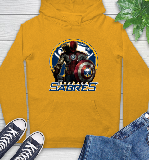 NHL Captain America Thor Spider Man Hawkeye Avengers Endgame Hockey Buffalo Sabres Hoodie 3