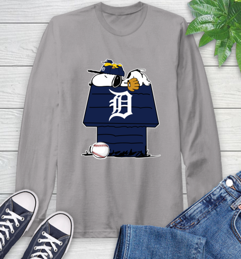 MLB Detroit Tigers Snoopy Woodstock The Peanuts Movie Baseball T Shirt Long Sleeve T-Shirt 6