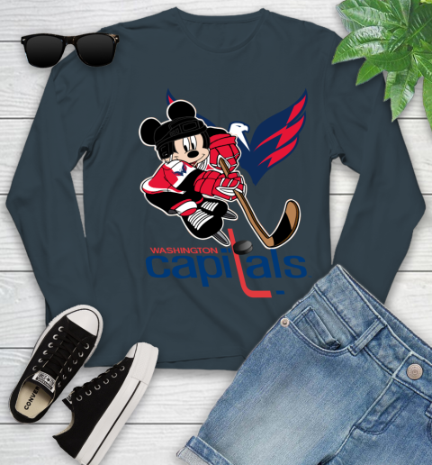 NHL Washington Capitals Mickey Mouse Disney Hockey T Shirt Youth Long Sleeve 8