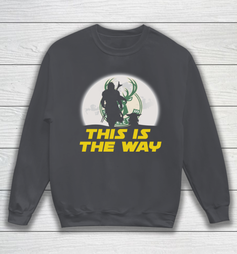 Milwaukee Bucks NBA Basketball Star Wars Yoda And Mandalorian This Is The Way Sweatshirt 4